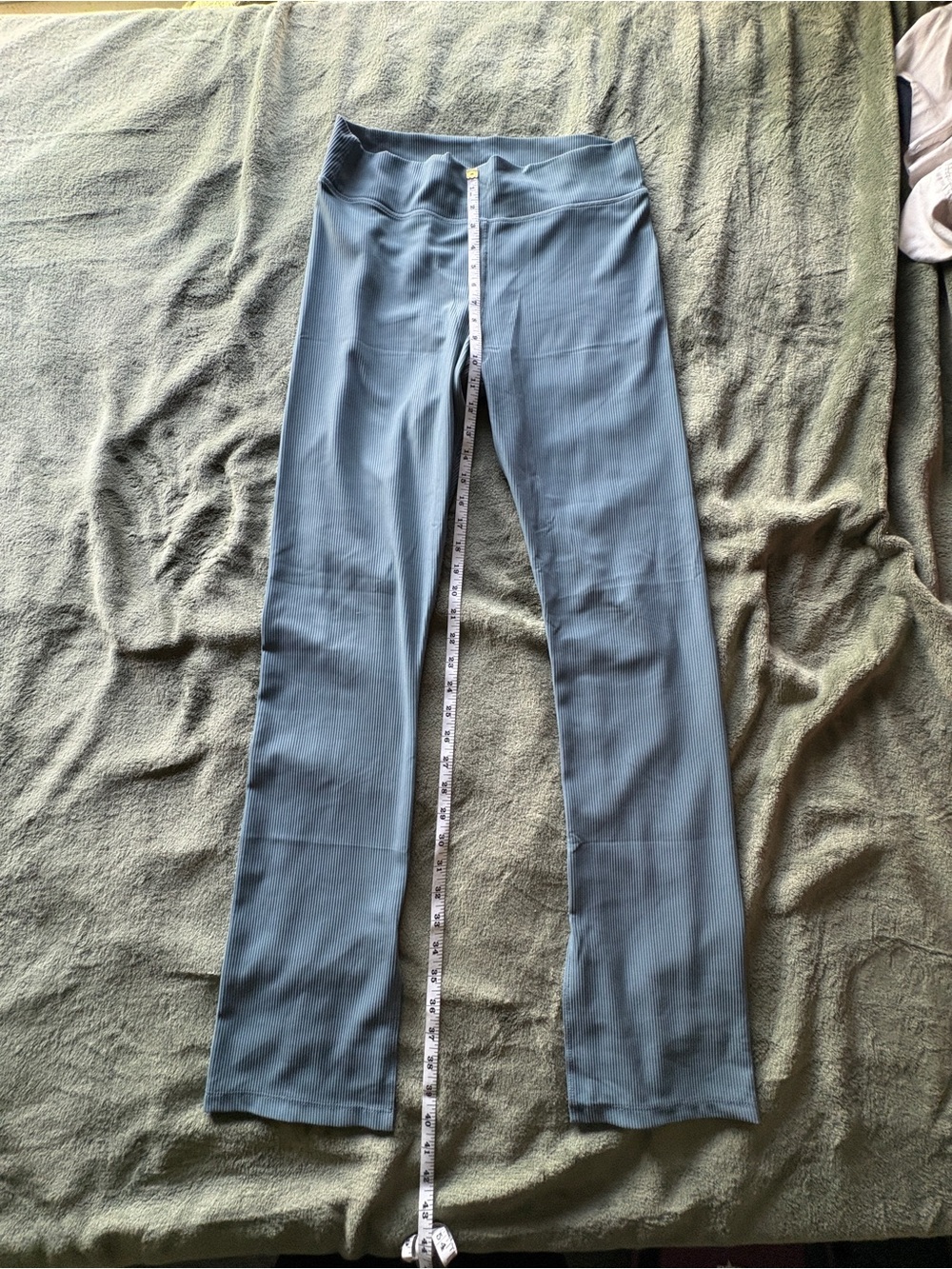 Blue Stretch Ribbed Yoga Pants